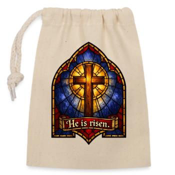He is risen Resurrection Jesus Stained Glass Window - Closable cotton gift bag (14x20cm) - nature - Front