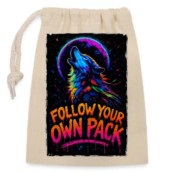 Loup Alpha Multicolore Design Follow Your Own Pack - Sac cadeau en coton avec cordon (14 x 20 cm) - nature - Devant