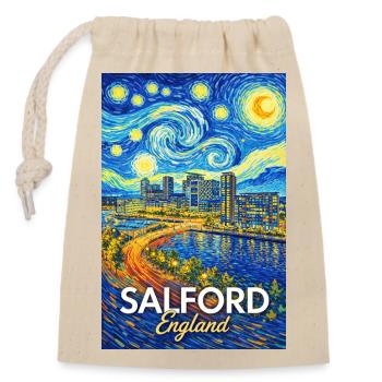 Salford England Starry Night Style Skyline - Closable cotton gift bag (14x20cm) - nature - Front