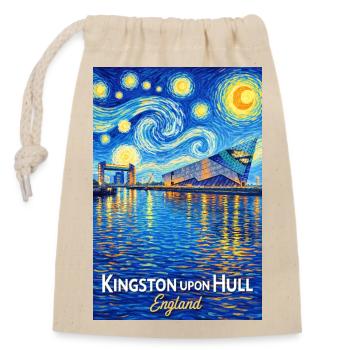 Kingston Hull England Night by the Water - Closable cotton gift bag (14x20cm) - nature - Front