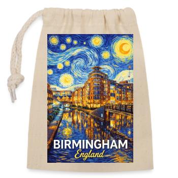 Birmingham, Angleterre, Nuit étoilée - Sac cadeau en coton avec cordon (14 x 20 cm) - nature - Devant