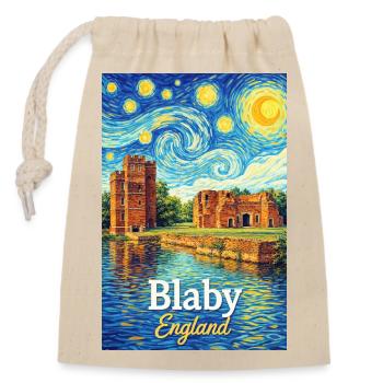 Blaby England Ruinen im Sternenwirbel - Verschließbarer Geschenkbeutel aus Baumwolle (14x20cm) - Natur - Vorne