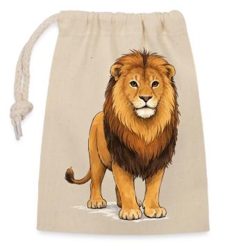 animal lion - Sac cadeau en coton avec cordon (14 x 20 cm) - nature - Devant