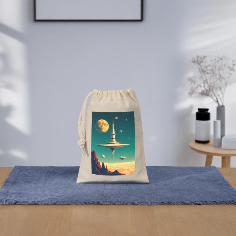 Cities Begin to Float Above the Clouds future Closable cotton gift bag (14x20cm)