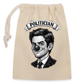 Politician Clown Satiric Liar Black and White - Closable cotton gift bag (14x20cm) - nature - Front
