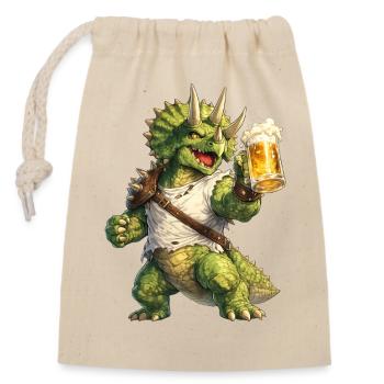 Triceratops - Closable cotton gift bag (14x20cm) - nature - Front