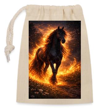Cheval de Feu dans la Tempête de Flammes - Sac cadeau en coton avec cordon (14 x 20 cm) - nature - Devant