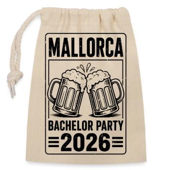 JGA Malle 2026 Bachelor Party auf Malle - Verschließbarer Geschenkbeutel aus Baumwolle (14x20cm) - Natur - Vorne