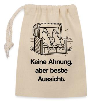 Lustige Möwen im Strandkorb - Verschließbarer Geschenkbeutel aus Baumwolle (14x20cm) - Natur - Vorne