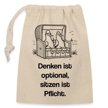 Ultra dämliche Möwen Strandkorb Meme  - Verschließbarer Geschenkbeutel aus Baumwolle (14x20cm) - Natur - Vorne