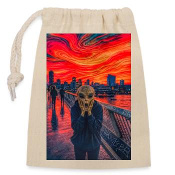 Extraterrestre du ciel rouge sur la promenade - Sac cadeau en coton avec cordon (14 x 20 cm) - nature - Devant