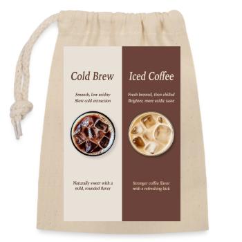 Affiche Cold Brew vs Café Glacé - Sac cadeau en coton avec cordon (14 x 20 cm) - nature - Devant