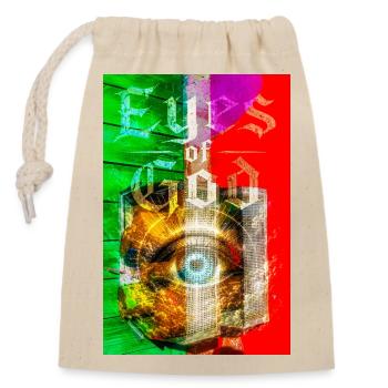 Œil néon dans Metal Circle - Sac cadeau en coton avec cordon (14 x 20 cm) - nature - Devant