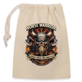 Norse warrior to Valhalla - Closable cotton gift bag (14x20cm) - nature - Front