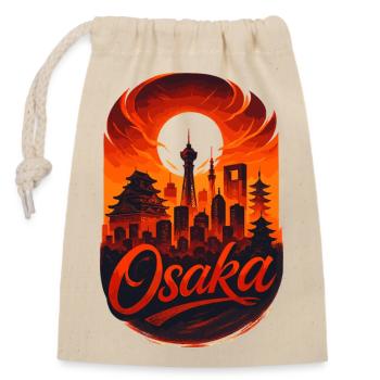 Skyline d’Osaka – Art et style épiques du Japon - Sac cadeau en coton avec cordon (14 x 20 cm) - nature - Devant