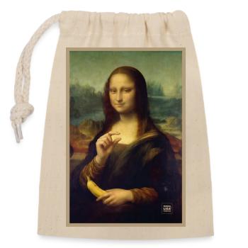 Mona Lisa Bananenschuppe - Verschließbarer Geschenkbeutel aus Baumwolle (14x20cm) - Natur - Vorne