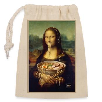 Mona Lisa Verrückter Ramen-Tag - Verschließbarer Geschenkbeutel aus Baumwolle (14x20cm) - Natur - Vorne