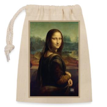 Mona Lisa von hinten - Verschließbarer Geschenkbeutel aus Baumwolle (14x20cm) - Natur - Vorne