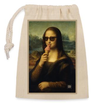 Mona Lisa Licking IceCream - Closable cotton gift bag (14x20cm) - nature - Front