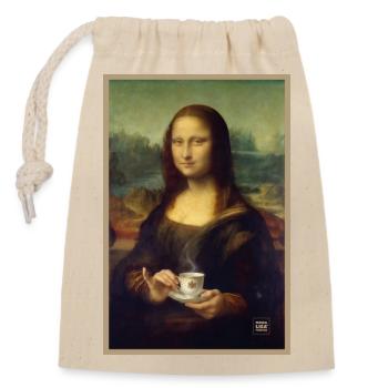 Mona Lisa Teezeit - Verschließbarer Geschenkbeutel aus Baumwolle (14x20cm) - Natur - Vorne