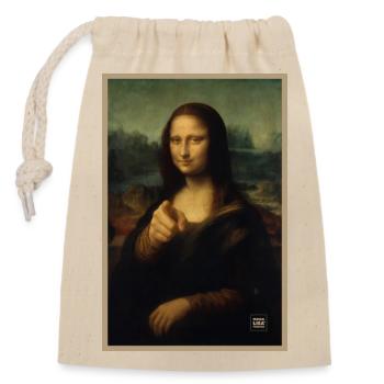 Mona Lisa hat dich gewählt - Verschließbarer Geschenkbeutel aus Baumwolle (14x20cm) - Natur - Vorne