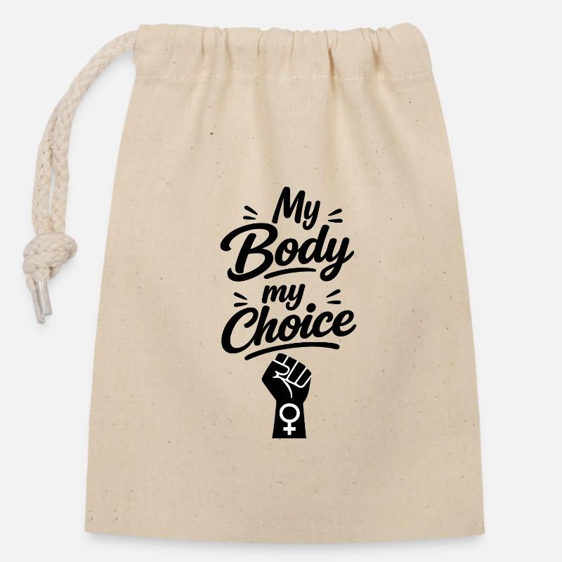 My Body my Choice - Closable cotton gift bag (14x20cm) - nature