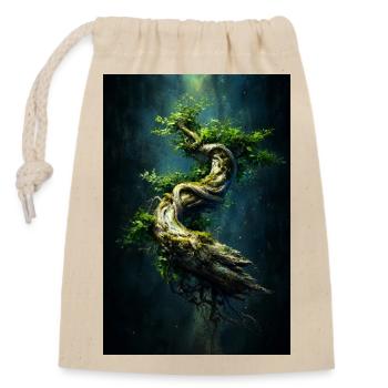 Spiral Verdant Tree in Dark Abyss - Closable cotton gift bag (14x20cm) - nature - Front