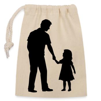 Vater Kind Silhouette Spazieren Familie Papa Liebe - Verschließbarer Geschenkbeutel aus Baumwolle (14x20cm) - Natur - Vorne