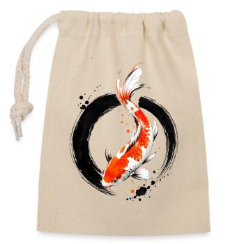 Zen Koi Ink Circle - Verschließbarer Geschenkbeutel aus Baumwolle (14x20cm) - Natur - Vorne