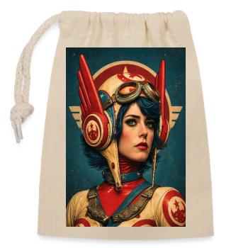 Retro Futuristischer Flieger-Avatar - Verschließbarer Geschenkbeutel aus Baumwolle (14x20cm) - Natur - Vorne