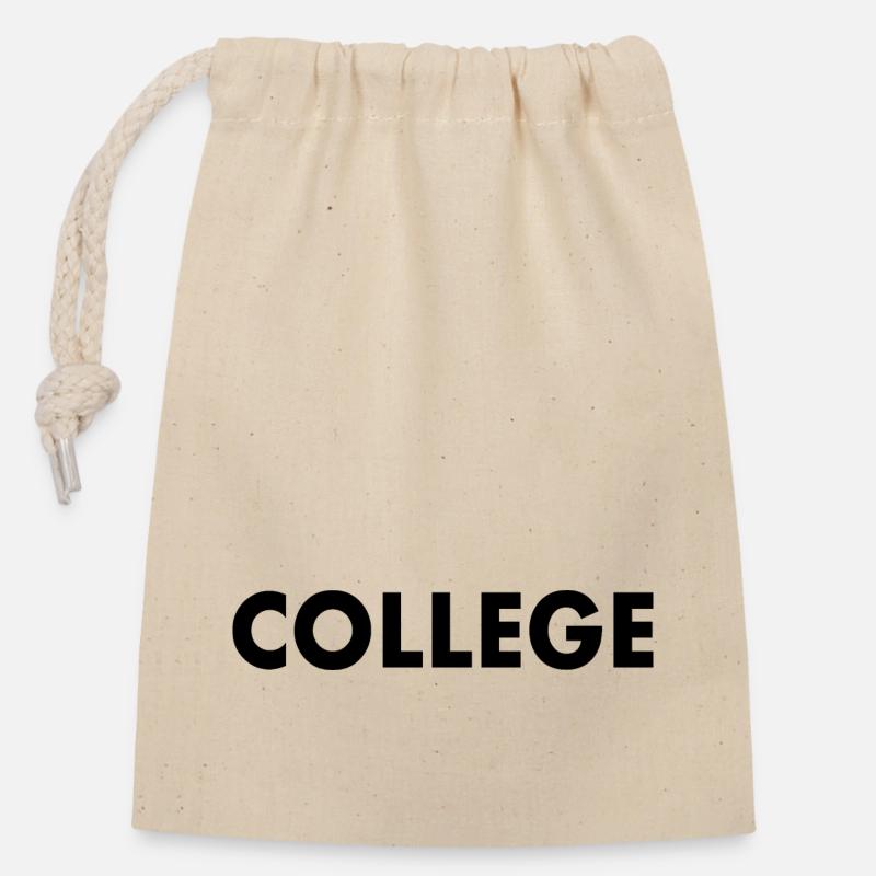 College - Sac cadeau en coton avec cordon (14 x 20 cm) - nature