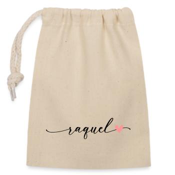 Raquel Name Calligraphy Font - Closable cotton gift bag (14x20cm) - nature - Front