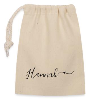Hannah Name Vorname Dekorativ - Verschließbarer Geschenkbeutel aus Baumwolle (14x20cm) - Natur - Vorne