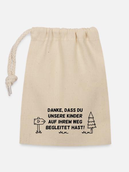 Kita Abschiedsgeschenk mit Spruch für Erzieherin - Verschließbarer Geschenkbeutel aus Baumwolle (14x20cm) - Natur