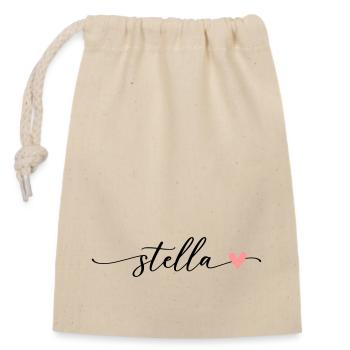 Stella Name Kalligrafie Schrift - Verschließbarer Geschenkbeutel aus Baumwolle (14x20cm) - Natur - Vorne