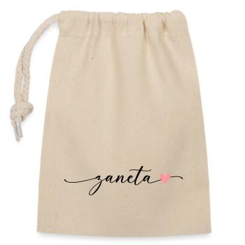Zaneta Name Calligraphy Font - Closable cotton gift bag (14x20cm) - nature - Front