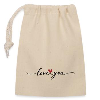 Love You Font Heart - Closable cotton gift bag (14x20cm) - nature - Front