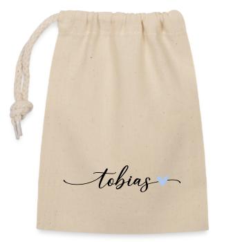 Tobias Name Kalligrafie Schrift - Verschließbarer Geschenkbeutel aus Baumwolle (14x20cm) - Natur - Vorne