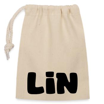Name - Lin - Closable cotton gift bag (14x20cm) - nature - Front