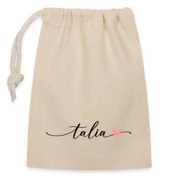 Police de calligraphie Talia Name - Sac cadeau en coton avec cordon (14 x 20 cm) - nature - Devant