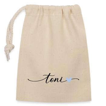 Toni Name Calligraphie Police - Sac cadeau en coton avec cordon (14 x 20 cm) - nature - Devant