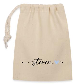 Steven Name Calligraphie Police - Sac cadeau en coton avec cordon (14 x 20 cm) - nature - Devant
