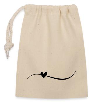 Ligne avec cœur - Sac cadeau en coton avec cordon (14 x 20 cm) - nature - Devant
