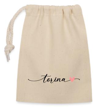 Torina Name Calligraphy Font - Closable cotton gift bag (14x20cm) - nature - Front
