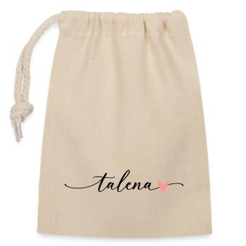 Talena Name Kalligrafie Schrift - Verschließbarer Geschenkbeutel aus Baumwolle (14x20cm) - Natur - Vorne
