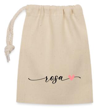 Pink Name Calligraphy Font - Closable cotton gift bag (14x20cm) - nature - Front