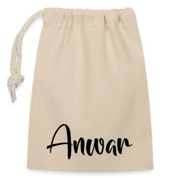 Name - Anwar - Verschließbarer Geschenkbeutel aus Baumwolle (14x20cm) - Natur - Vorne