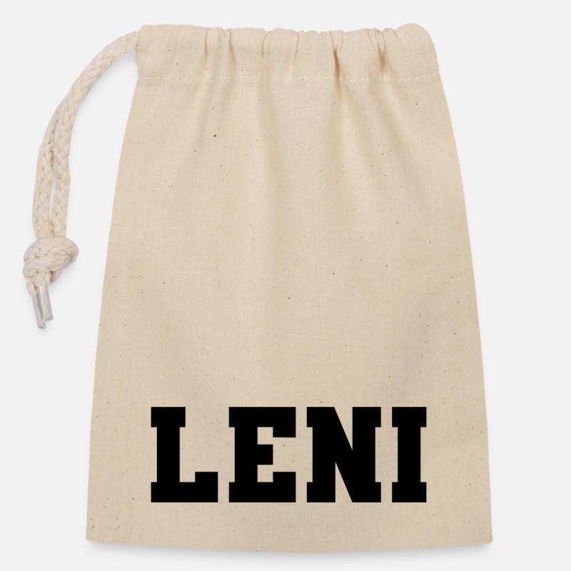 Nom - Leni - Sac cadeau en coton avec cordon (14 x 20 cm) - nature