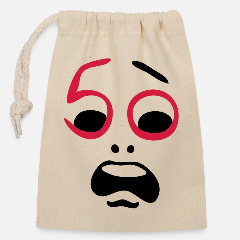 Help, 50 years! - Closable cotton gift bag (14x20cm) - nature