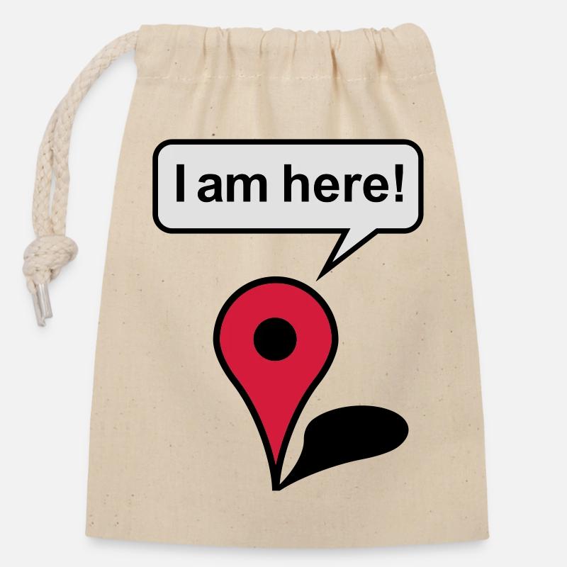 I am here! Google Maps - Verschließbarer Geschenkbeutel aus Baumwolle (14x20cm) - Natur